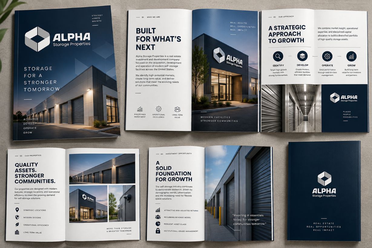 Alpha Storage brochure spreads