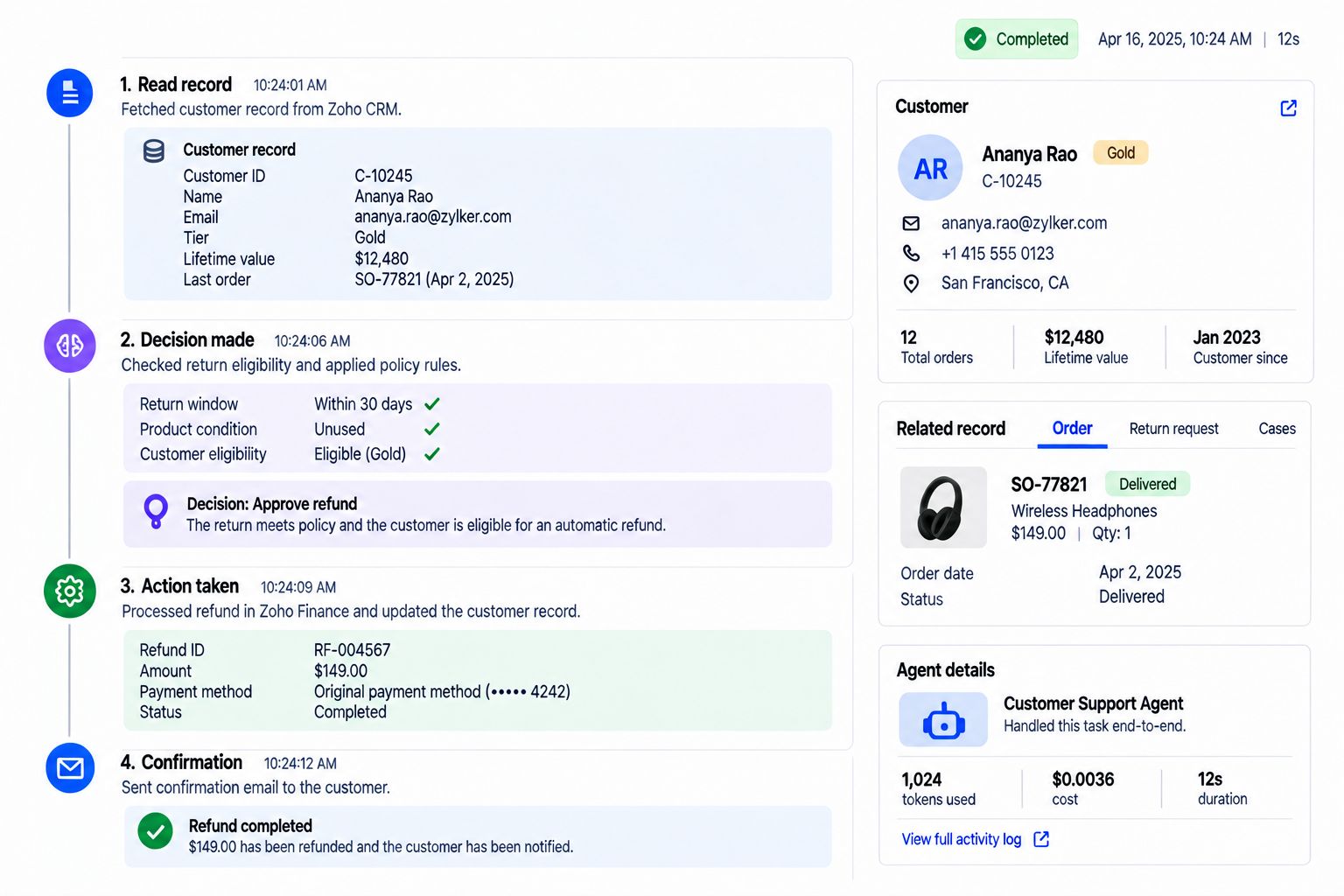 An AI agent working through a task step by step