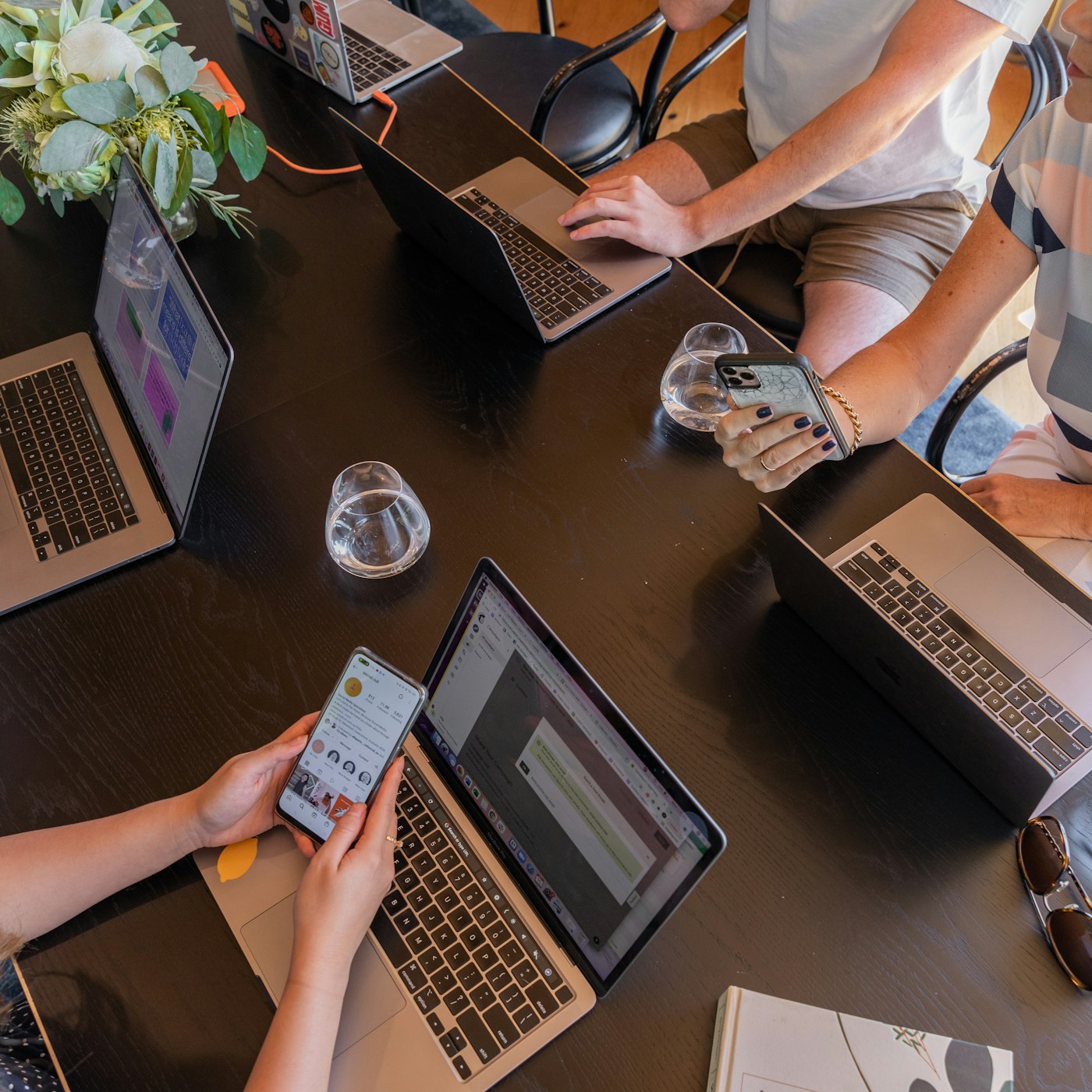 Strategy session with laptops