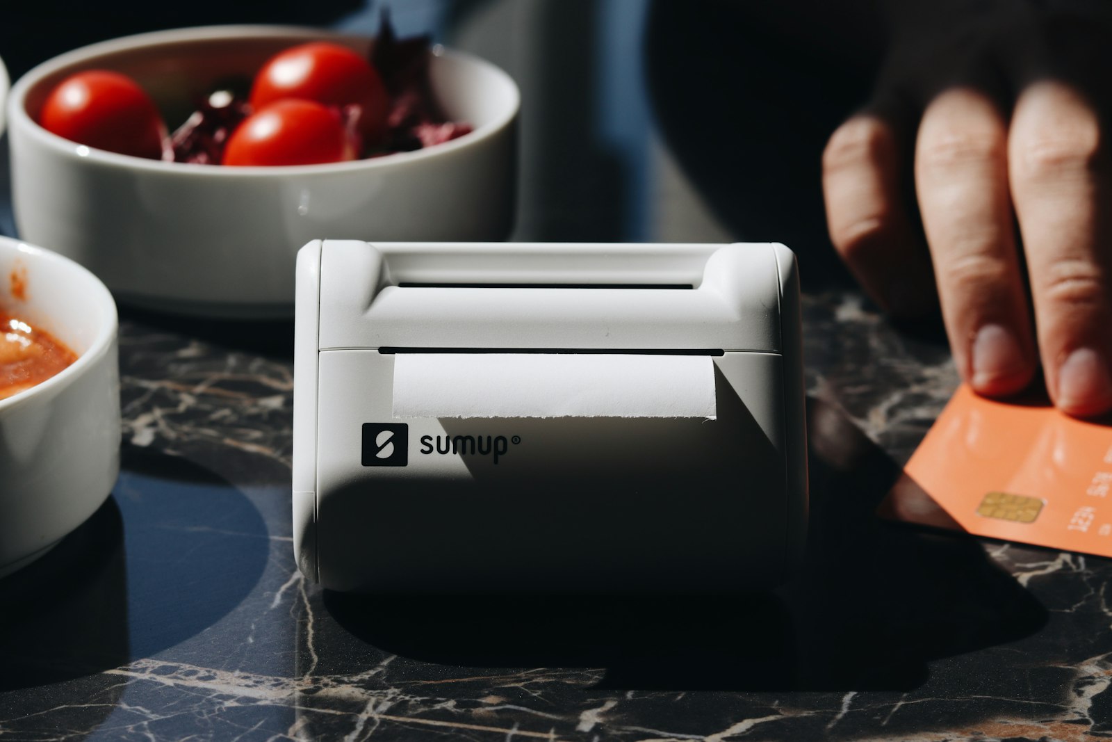 Card payment at a small business counter
