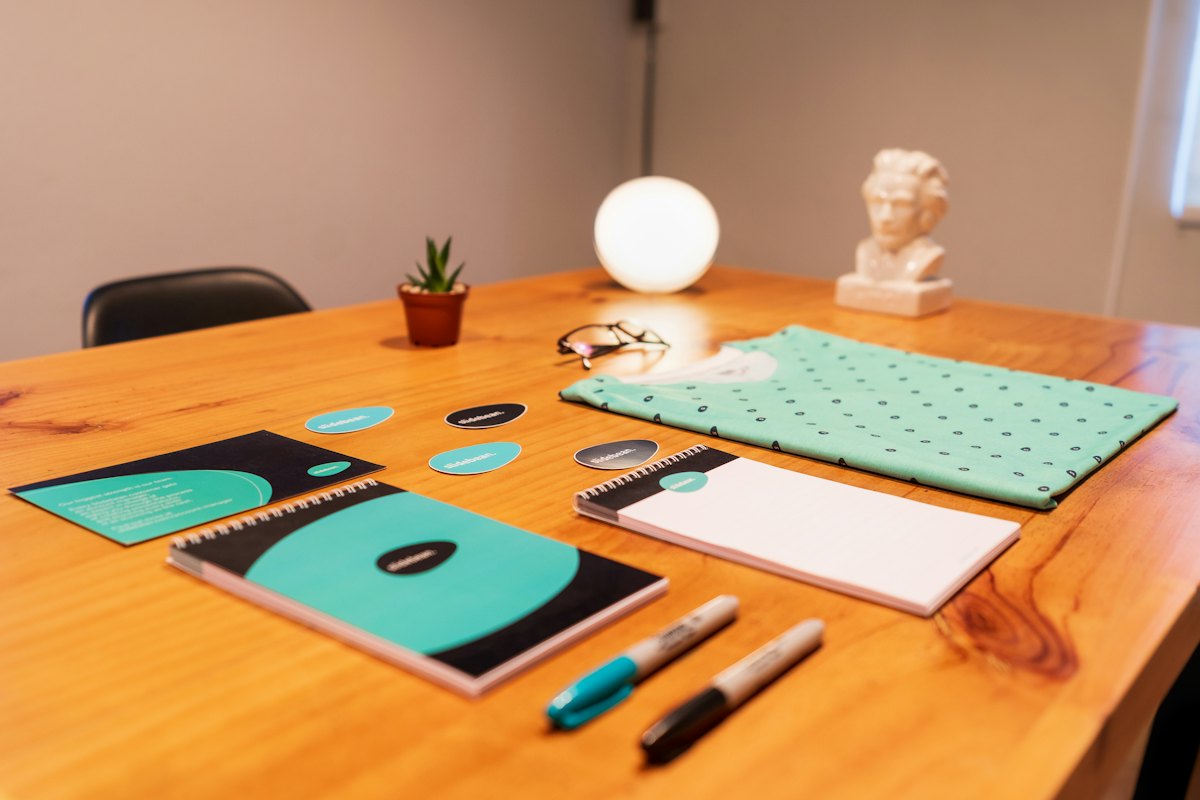 Pen and notebook on a desk